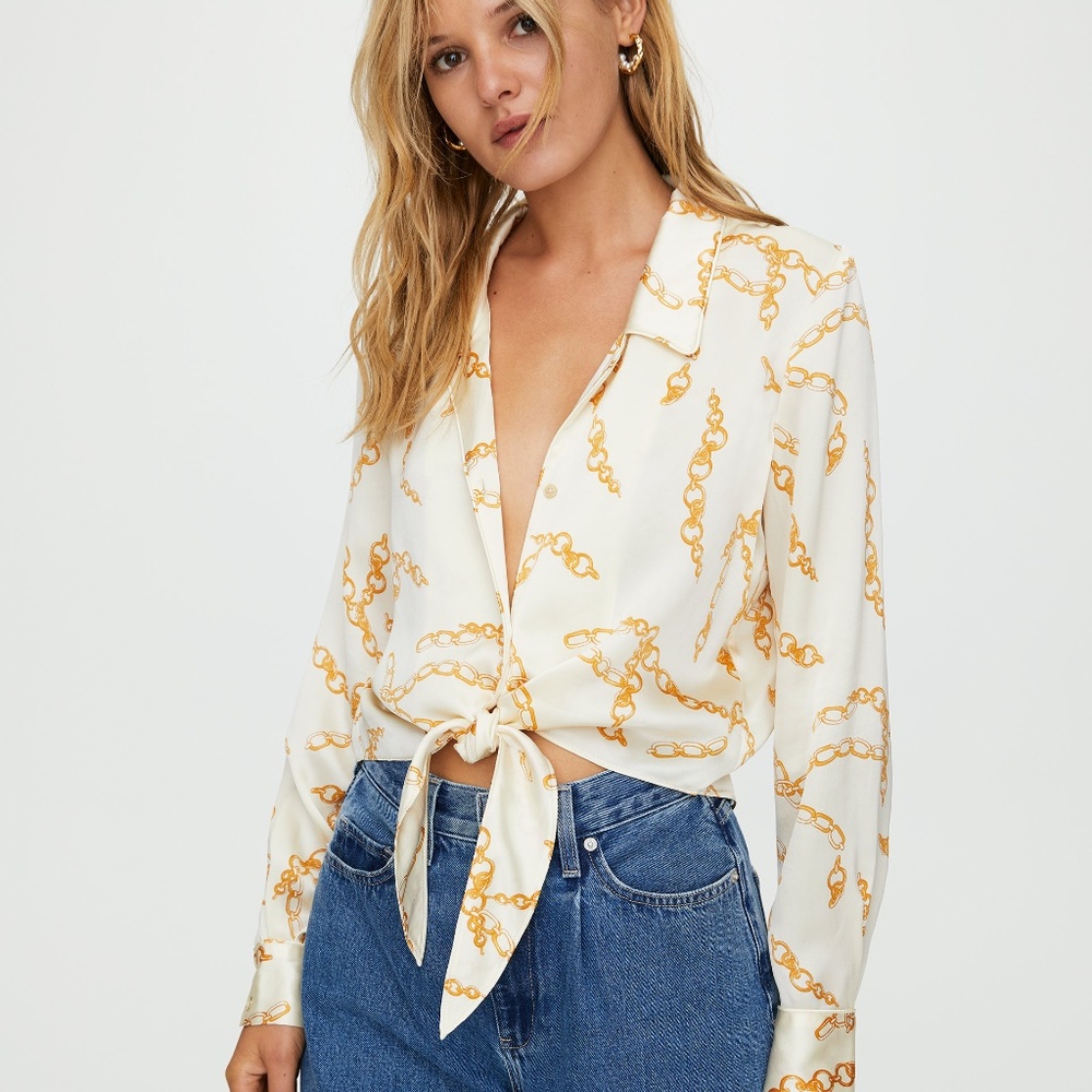 Aritzia / Wilfred Silk Tie Front Blouse (New)